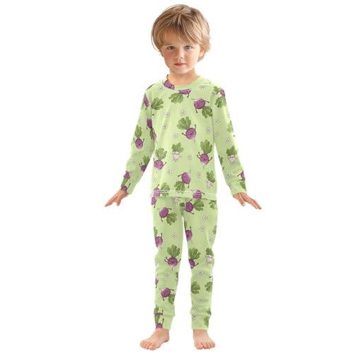 Pajama Sets Long Sleeve Cute Turnip Pattern Prints Soft Comfy Sleepwear 2 Piece PJS 3-8T2