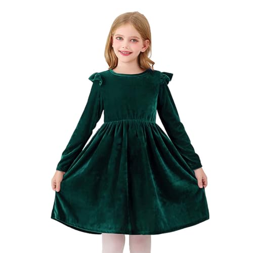 Satin Kleid Kleider für Mädchen Samt Langarmkleid Festlich...