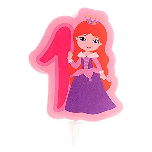 DEKORA 345261 2D Princess Birthday Candle for Children's Cakes-Number 1