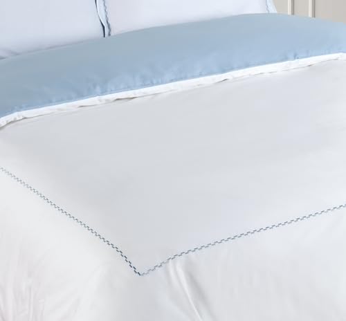 Majestic Giftware Madison Linen 8 Pcs Twin Size Bedding Set (BL52-T) | Normandy - Blue 400 TC Cotton Sateen Durable & Eashable | 2 Fitted Sheets, 2 Duvets, 4 Pillowcases - Noble Collection