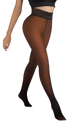 Image of MERYLURE Fleece Lined Tights Women Fake Translucent Winter Warm Thick Pantyhose Thermal Sheer Leggings for All Skin Tone