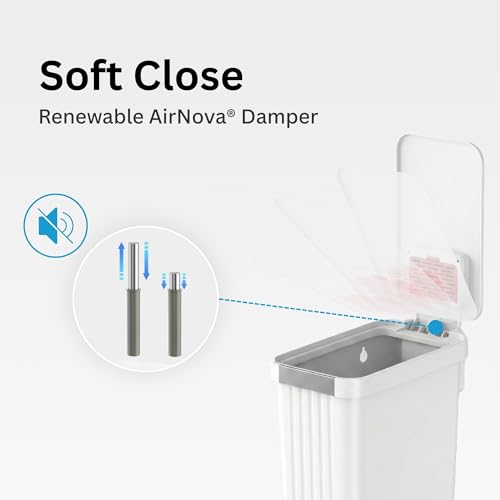 Image of iTouchless 13.2 Gallon / 50 Liter Dog Poop Trash Can with Lid & AbsorbX Odor Filter, Indoor & Outdoor Rust-Proof Pet Waste Bin, Soft-Close Step Pedal, Large Capacity Recycle Bin, Matte White