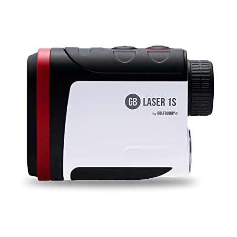 Golf Buddy Laser1S with Slope Rangefinder/Pin Finder with Vibration, Black/White/Red Cover