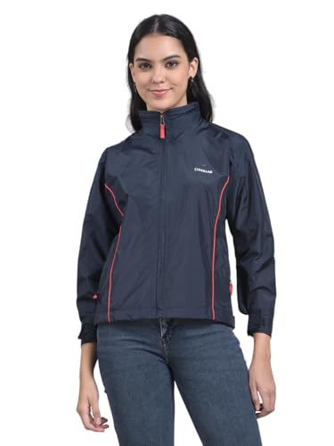 Dollar Women's Polyester Solid Windcheater Jacket With Zipper Pockets Navy Medium
