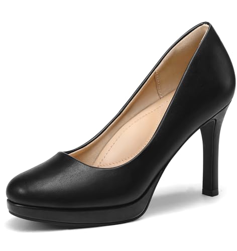 mysoft Women's Pumps Closed Toe High Heel Pumps Round Toe Platform Dress Shoes