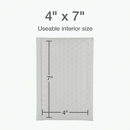 Image of Quality Park Bubble Mailers, 4 x 8 Shipping Envelopes, Self-Seal, Durable White Padded Envelopes, Redi-Strip Peel Off Closure, 50 Per Box (QUA85929)