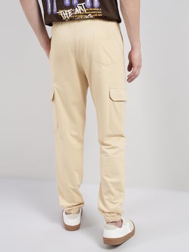 Image of Veirdo 100% Pure Cotton Regular Fit Mid Rise Trackpants with Side Pocket for Men & Boys