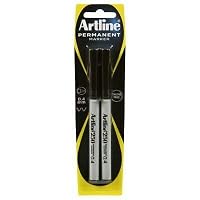 Artline 250, 125001, Permanent Marker, Plastic Nib, 0.4mm, Black, 2 Pack