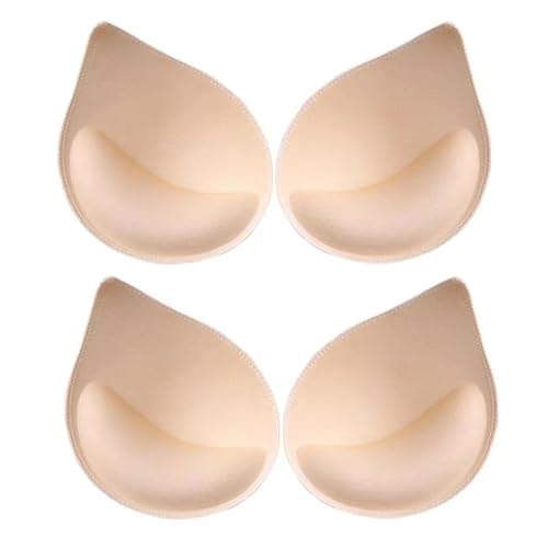Michear Women's Removable Bra Pads,2 Pairs Bra Pads Inserts,Breathable Push Up Thicken Sports Bra Cups, Replacement Bra Foam Sponge Pads For Swimwear, Bikini,Wedding Dresses (Beige)