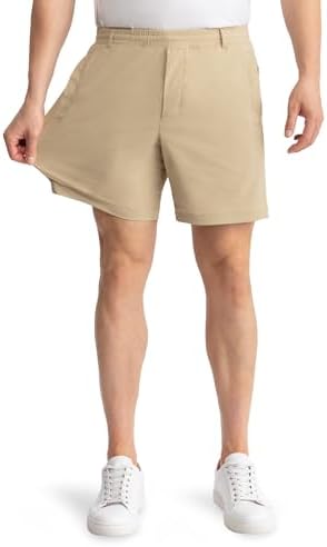 birddogs Mens Khaki Shorts – Casual, Slim Fit, Stretch Short with Built-in Liner for Comfort – Regular Length, 7” Inseam