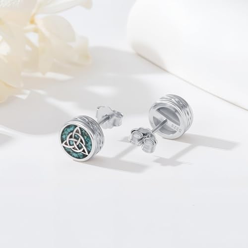 Cross/Ankh/Peace/Viking Stud Earrings for Men Women 925 Sterling Silver Turquoise Earrings Hypoallergenic Celtic Jewelry Valentines Birthday Gifts for Friends Brothers Sisters2