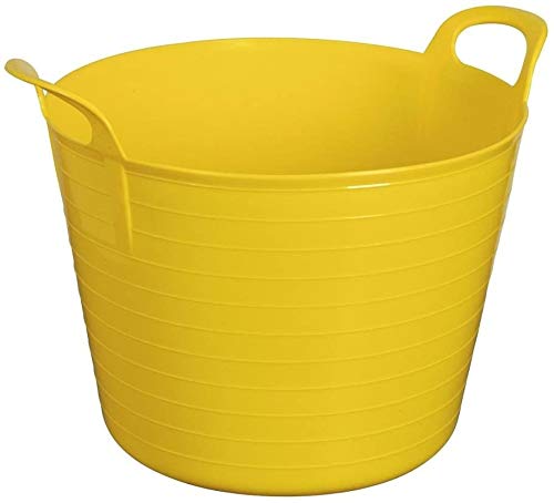 Large Medium Small Flexi Tub Garden Home Flexible Colour Storage Container Bucket Polyethylene Flex Tub- MADE IN U.K. (Yellow, Large 40/42 Litre)