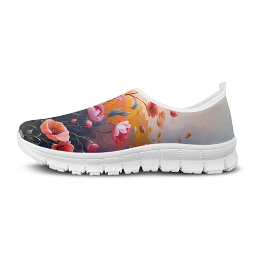 Fashion Print Womens Slip on Walking Shoes Breathable Flat Shoes Comfortable Casual Sneakers3