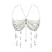 Women Pearls Beaded Halterneck Crop Top Body Jewelry Tassels Bra Chain Sleeveless Camisole Festival Party Outfit Vest Pearls Bra Chain Multicolor