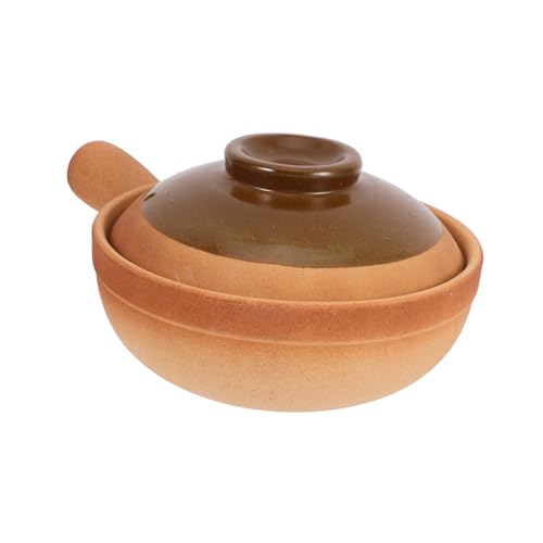 JECOMPRIS Cazuela de Barro Cerámica con Tapa y Mango Lateral Olla para Guisos Sopas y Arroz Resistente y Fácil de Limpiar para Cocinas Domésticas y Comerciales