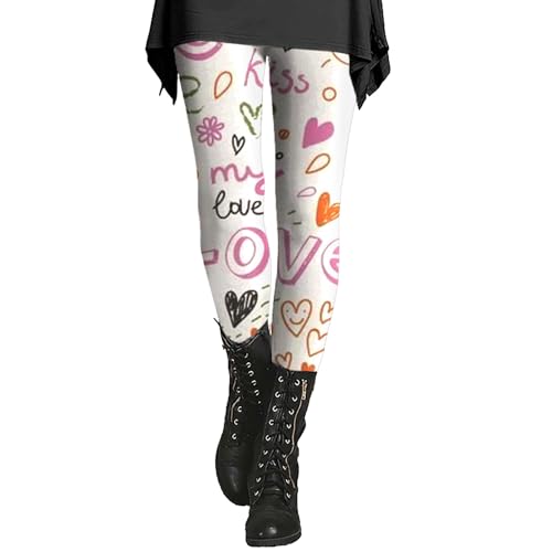 Legging Pants For Women Straight Leg Yoga Leggings with Pockets Heart Womens Soft Plus Size Tall Leggings Heart Leggings Women Flare New Year Vaqueros Mujer Cintura Alta (Pink, XXXXXL)