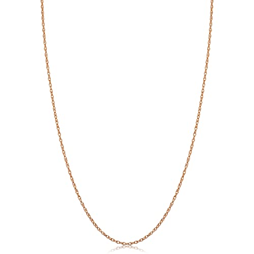 Kooljewelry Real 14k Rose Gold Rope Chain Pendant Necklace for Women (0.7 mm, 0.9 mm, 1 mm or 1.3 mm)