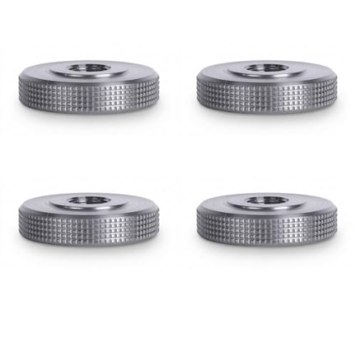 PrecisionGeek  Knurled Thumb Nuts M6 x 5mm, CNC Machined Female Wheel Lock Nut Adapters for Tool-Free Hand Tightening Stainless Steel - 4 Pack