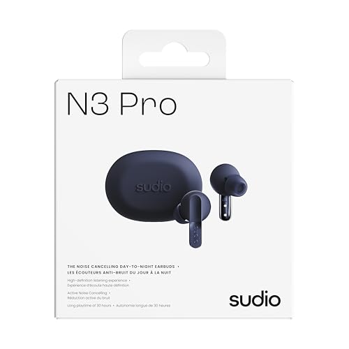 Image of sudio N3 Pro Wireless Earbuds - Active Noise Cancelling (ANC), 30-Hour Playtime, Sweat & Splashproof, Eco-Friendly Design with Recycled Materials, Comfortable Fit, Premium Metallic Finish (Blue)