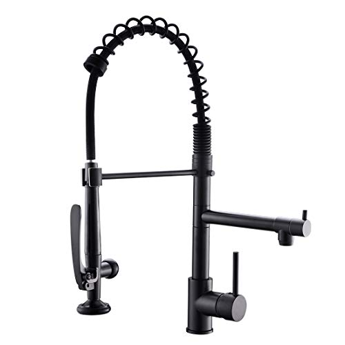 Weekly Top Sale Fapully Black Kitchen Faucet,Commercial Pull Down Kitchen Sink Faucet with Sprayer