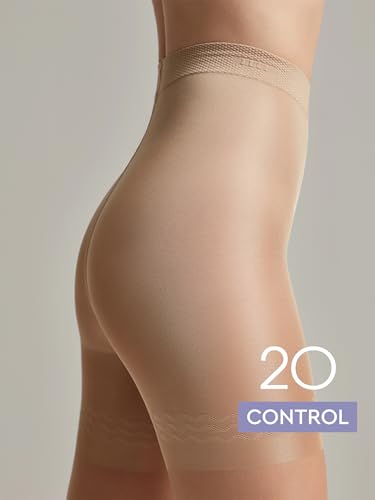 Image of Conte Women's Nude Body Shaping Sheer Compression Pantyhose Tights - Control