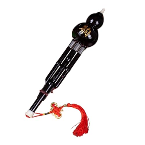 Gourd Hlute Hulusi with Chinese Knot Wind Instrument Woodwind Musical Instrument Chinese Yunnan Ethnic Musical Instrument, Black C Key