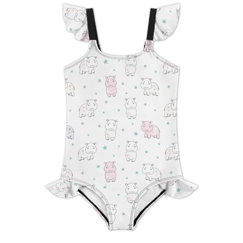 Image of Girls One Piece Swimsuit Lovely Cute Animals Ruffles Swimwear Bathing Suits 3-12 Years