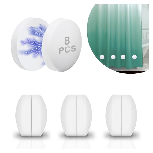 Magnetic Shower Curtain Weights - 360° Silicone Wrapped, Rustproof and Waterproof - Heavy Duty Magnets for Stable Shower Curtains, Drapes, Tablecloths, Flags - 4 Pairs (White)