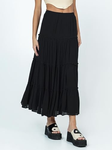 Women Summer Tiered Maxi Skirt Elastic High Waist A Line Boho Beach Dress Flowy Big Swing Long Skirts2