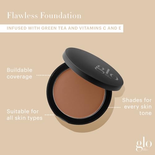 Glo Skin Beauty Pressed Base Powder Foundation Makeup (Cocoa Light) - Flawless Coverage for a Radiant Natural, Second-Skin Finish