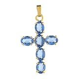  Holyart Croix zamak Montures ovales Pierres Cristal Saphir