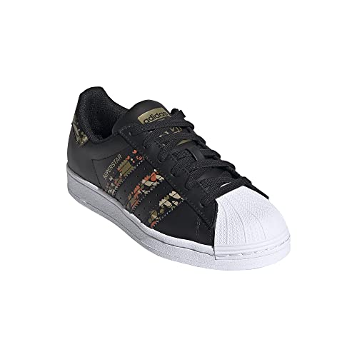 adidas Originals unisex-child Superstar Sneaker, Black/Black/Fox Orange, 6.5 Big Kid US2