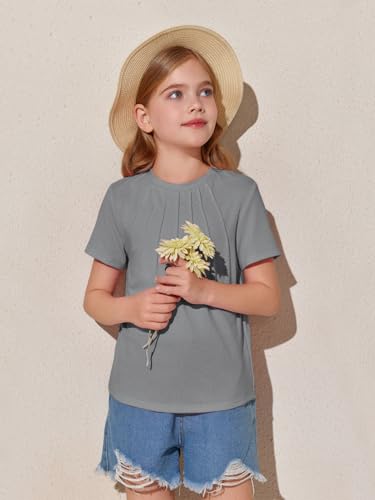 Image of Haloumoning Girls Pleated T Shirts Kids Summer Short Sleeve Fashion Tops Tees 5-14 Years