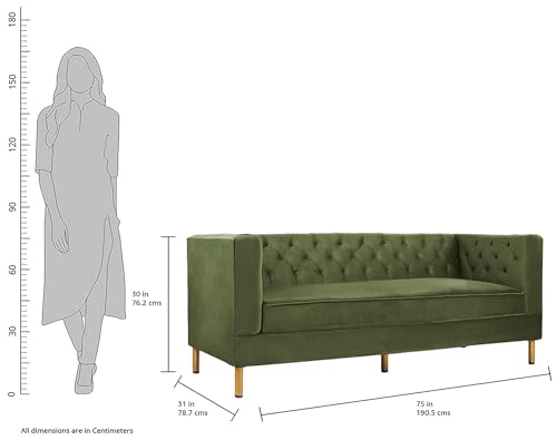 Image of 3 Seater Chesterfield in Traditional and Luxury Sofa for Living Room, Dining Room, Bedroom and resturent-Colour=(Olive Green).