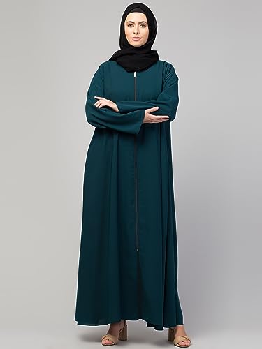 Image of Mallika Women Modest Wear Nida Matt Front Open Zipper Abaya Burkha for Everyday use