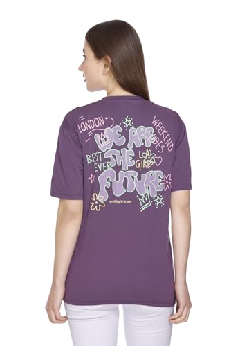 Image of Women Printed Drop-Shoulder Sleeves Oversized Pure Cotton T-Shirt (Combo of 2) |XS-XL Size