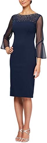 Alex Evenings Women’s Short Shift Dress with Embellished Illusion Detail