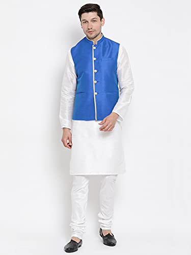 Image of VASTRAMAY Men's Beige Cotton Silk Blend Ethnic Jacket