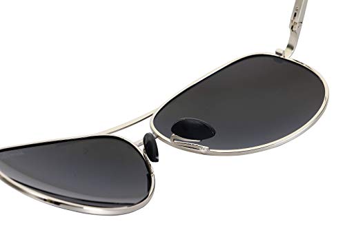 Macro Giant Classic Drop Shape Sunglasses, Silver Frame, Mirror Blue Lens, Polarized, 100% UV Protection, UV 400, Military Style, Al-Mg3