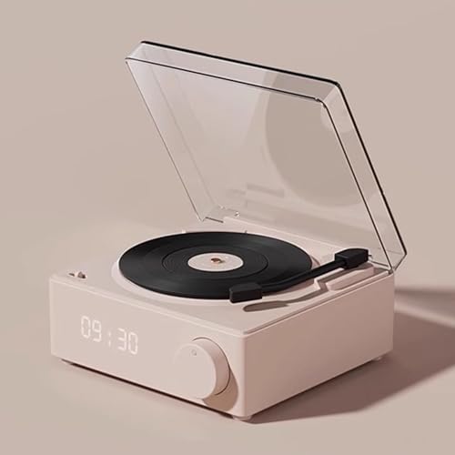 MDXHKK Portable With Dust Cover CD Player, Record Player, Solid Color Audio Speaker, Retro Album CD Audio Integrated Player, Disc Player, Bluetooth Boomboxes, Speakers Dock,Pink