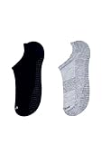 Balanced Yoga Stuff Non-Slip Grip Athletic Low Cut Socks, 2 Pairs, Gray, Black, Cushioned Performance No Show Unisex (US, Numeric, 6, 10, Regular, Regular, 2, Grey Black)