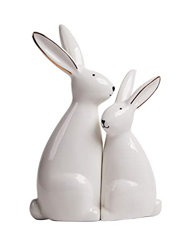 HAUCOZE Rabbit Arts Figurine Modern Decor Sculpture Bunny Gifts Home Statue Table Centerpiece Crafts Polyresin Ornament 19cm