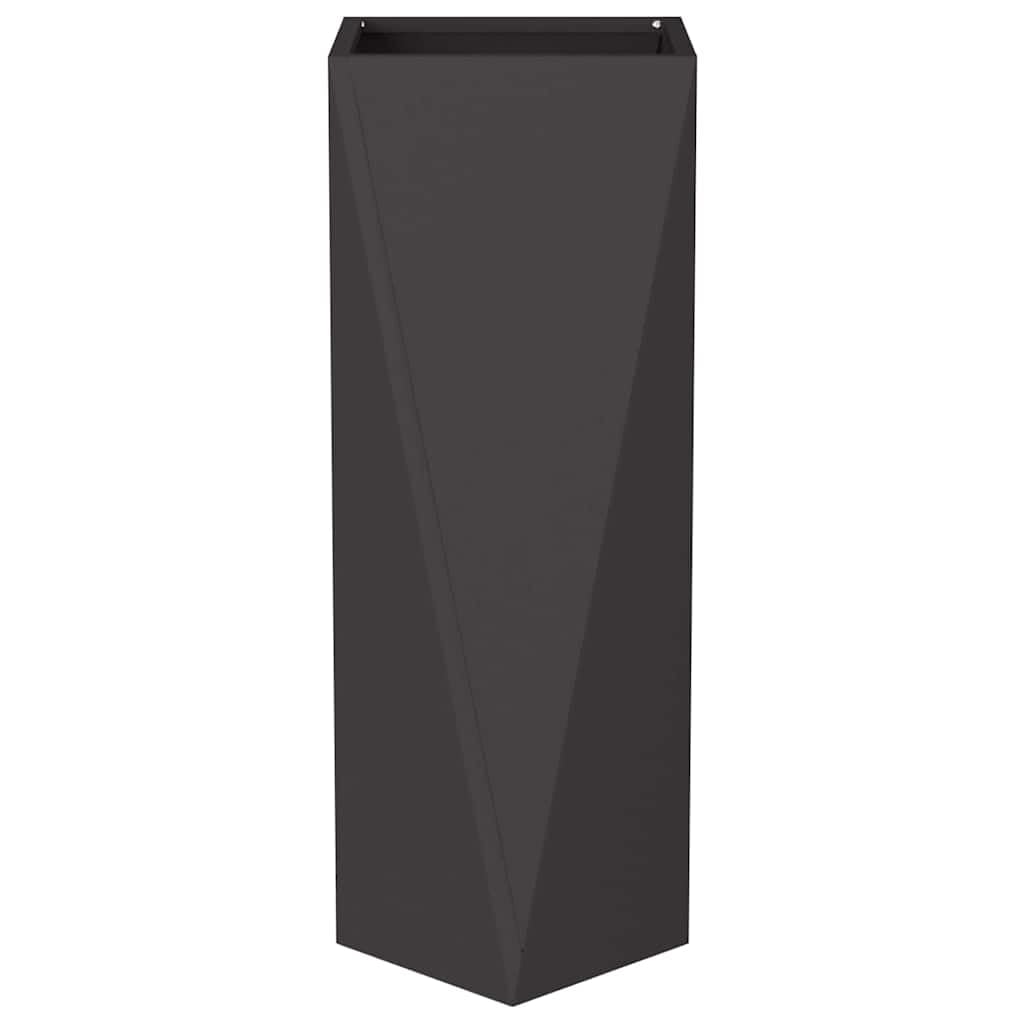 Donica 2 szt Czarny Stal 30x30x75 cm Doniczka Ogrodowa z Falistymi Bokami na Taras Rośliny Ozdobne Wytrzymała na Warunki Atmosferyczne Nowoczesny Design