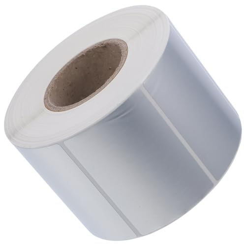 Tofficu Papel Adhesivo 1500 Etiquetas por Rollo para Impresora de Etiquetas Autoadhesivas Plata Pet Adhesivo Fuerte y Esquinas Redondeadas Resistente al Agua para Oficina