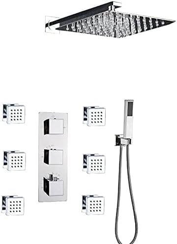 Bateria termostatyczna do łazienki, chromowana, deszczownica, bateria wannowa, bateria prysznicowa, bateria mieszająca do wanny i prysznica, pokaz łazienkowy