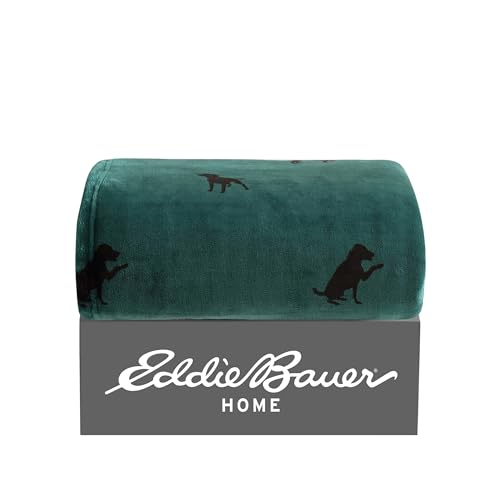 Image of Eddie Bauer - Throw Blanket, Ultra-Soft & Reversible Plush Bedding, Blanket for Couch & Bed (Buddy The Dog Green, 50 inch x 60 inch)