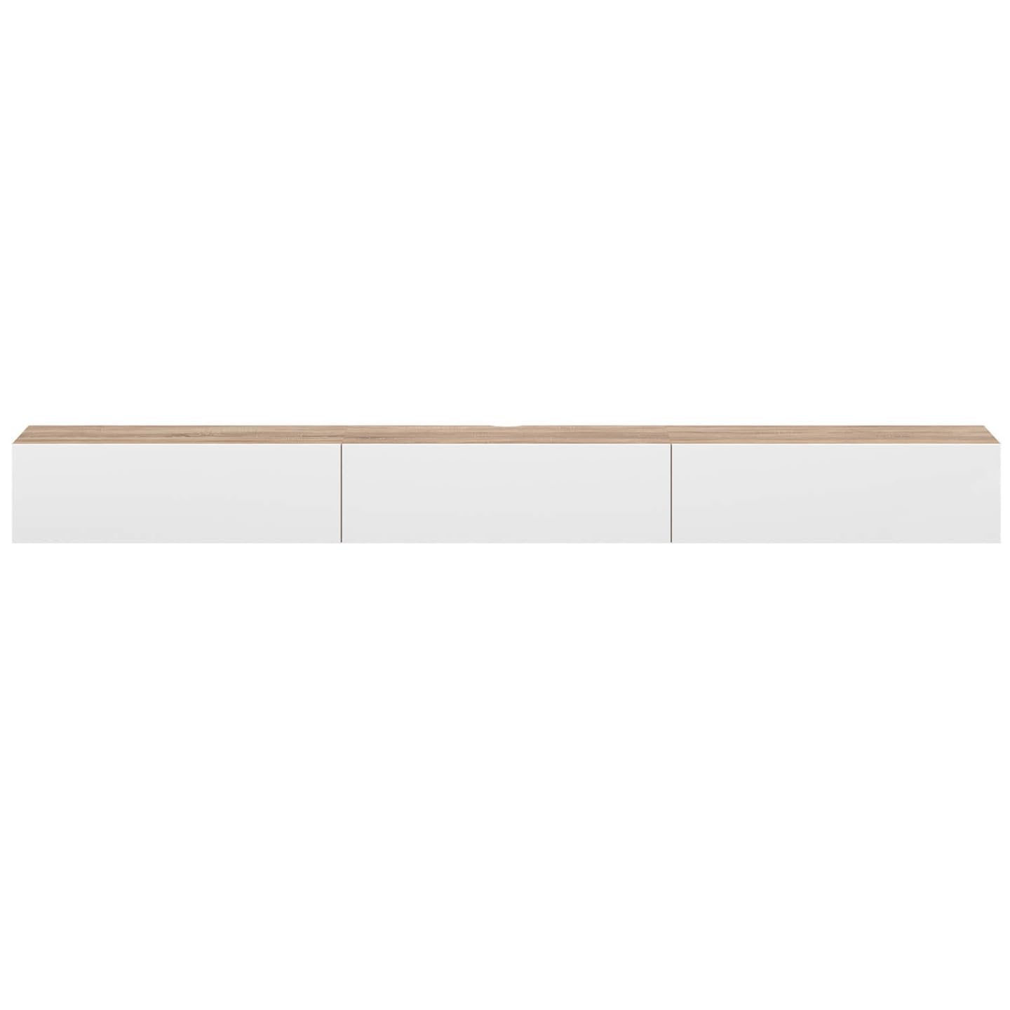 IDMarket - Meuble TV 300 cm Suspendu Elio 3 Portes Bois et Blanc