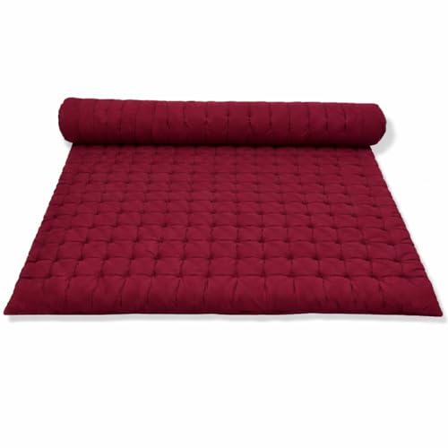 Image of ATOOTFUSION Soft Cotton Quilt | Foldable Light Weight Filled Single Firm Cotton Quilt Mattress| Gadda (Solid Coloured, 2 Sleeping Capacity, 5 x 6 ft or 72 x 60 Inches Queen) (Maroon)