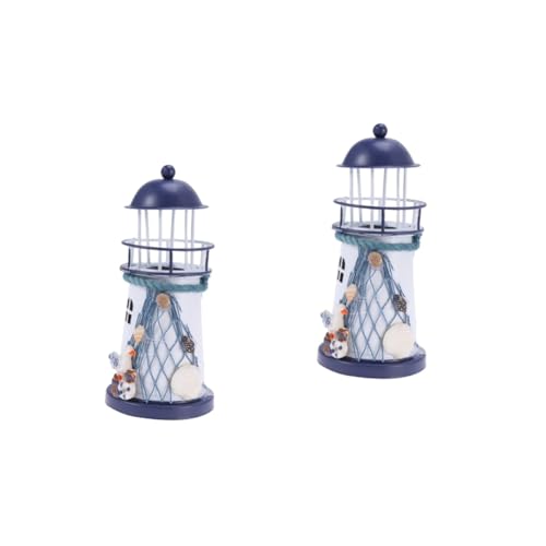 OFFSCH 2 Piezas Estilo Mediterraneo Centro De Mesa Faro Baratijas Faro Aire Libre Te Ligero Ancla Decoración De La Pared Adorno Del Faro Lámpara De Baliza Del Faro Mediterráneo Océano