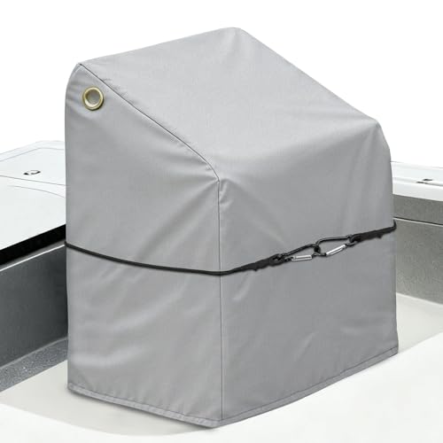 Boat Center Console Cover 900D Heavy Duty Marine Grade Polyester Waterproof Center Console Cover for Boat with Windproof Elastic Strap Gray 30 L x 40 W x 44 H